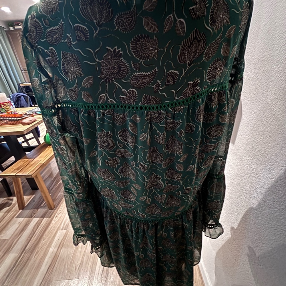 Rebecca Minkoff Florence dress in green paisley print polyester size M. Vintage! - Picture 14 of 16